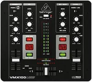 Behringer Pro Mixer VMX100USB Professional 2-Channel DJ USB/Audio Interface