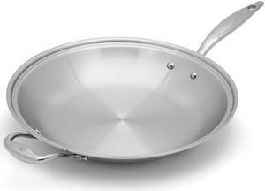 Heritage Steel Enhanced 5-ply Stainless Steel 13.5" Shallow Wok