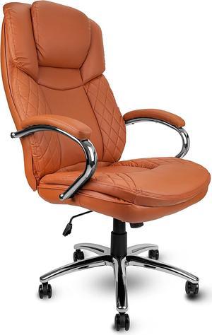 US Office Elements Big and Tall Executive Office Chair for Heavy People - PU Leather Padded Wide Ergonomic Seat with 400 lbs - Swivel, Rolling and Tilt Mechanism with Adjustable Height (Red)
