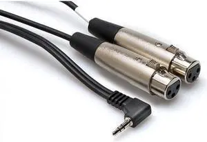 Hosa Microphone Cable, Dual XLR3F to Right-angle 3.5 mm TRS, 1 ft