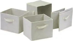 Winsome Capri Set of 4 Foldable Beige Fabric Baskets in Beige - 82411