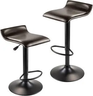 Winsome Wood Winsome Wood Paris Adjustable Swivel Airlift Stool with PU Leather Seat, Black Metal Base, Set of 2 93232