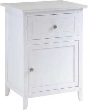 Winsome 10115 Night Stand- Accent Table with Drawer and cabinet for storage- White