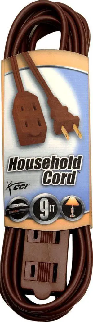 16/2 Spt-2 3-Outlet Cube Tap Extension Cord With Safety Cover, Brown, 9'