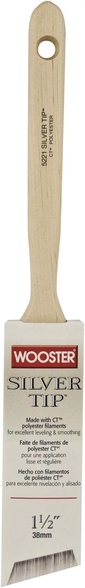 WOOSTER 5221-1 1/2 1-1/2" Angle Sash Soft, Silver CT Polyester Bristle, Paint