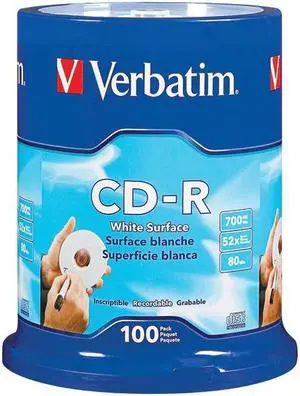 VERBATIM 700MB 52X CDR WHT 100PK- Part # 94712