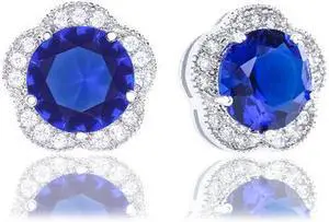 18k Gold Plated Cubic Zirconia Flower Halo Stud Earrings (2.30 carats)
