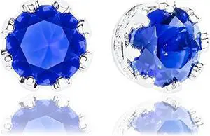 18k Gold Plated Cubic Zirconia Crown Solitaire Stud Earrings (3.50 carats)