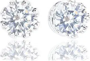 18k Gold Plated Cubic Zirconia Crown Solitaire Stud Earrings (3.50 carats)