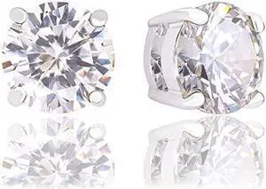 18k Gold Plated Round Cubic Zirconia Solitaire Stud Earrings (6.80 carats)