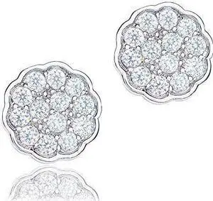18k Gold Plated Cubic Zirconia Flower Stud Earrings