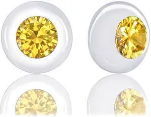 18k Gold Plated Bezel Cubic Zirconia Solitaire Stud Earrings (5.00 carats)