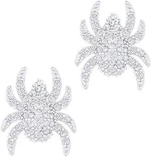 18k White Gold Plated Cubic Zirconia Spider Stud Earrings by Orrous & Co.