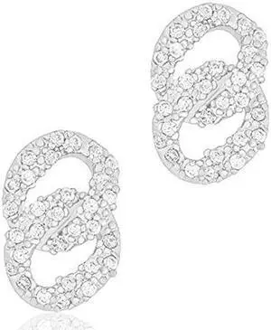 18k White Gold Plated Cubic Zirconia Double Loop Stud Earrings by ORROUS & CO