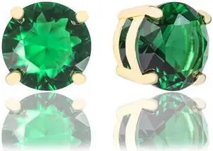 18k Gold Plated Round Cubic Zirconia Solitaire Stud Earrings (6.80 carats)
