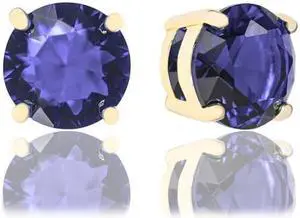 18k Gold Plated Round Cubic Zirconia Solitaire Stud Earrings (6.80 carats)
