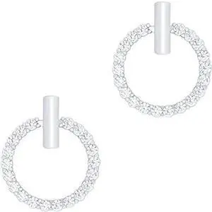 18k Gold Plated Cubic Zirconia Hoop Halo Stud Earrings