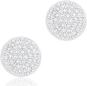 18k White Gold Plated Cubic Zirconia Half-Ball Stud Earrings by Orrous & Co.