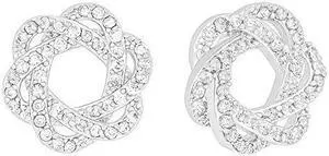 ORROUS & CO Legacy Collection 18K White Gold Plated Cubic Zirconia Twist Flower Stud Earrings