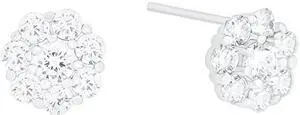 18k Gold Plated Cubic Zirconia Flower Stud Earrings