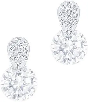 18k Gold Plated Cubic Zirconia Accent Solitaire Drop Earrings (3.50 carats)