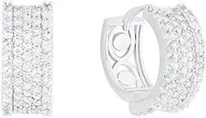 18k Gold Plated Cubic Zirconia Accent Hoop Earrings