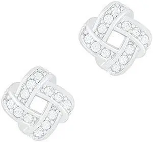 ORROUS & CO Legacy Collection 18K White Gold Plated Cubic Zirconia Twisted Love Knot Stud Earrings