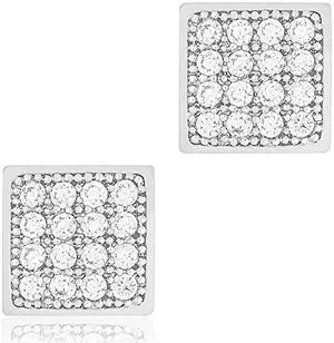 ORROUS & CO Legacy Collection 18K White Gold Plated Cubic Zirconia Unisex Square Stud Earrings
