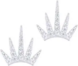 18k White Gold Plated Cubic Zirconia Statue of Liberty Crown Stud Earrings by Orrous & Co