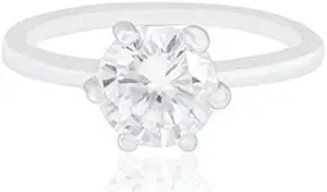 18k White Gold Plated Cubic Zirconia Round Solitaire Engagement Ring (2.35 carats)
