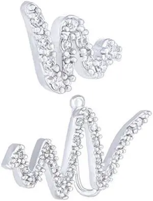 18k White Gold Plated Snake Stud Earrings by Orrous & Co