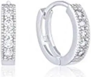18k Gold Plated Cubic Zirconia Accent Hoop Earrings by Orrous & Co.
