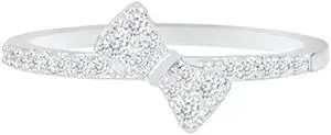 18k White Gold Plated Cubic Zirconia Bow Ring by Orrous & Co.