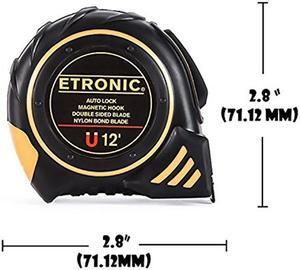 Etronic 12-Foot-by-5/8-Inch Tape Measure (Auto Lock, Magnetic Hook, Double Sided Blade, Nylon Bond Blade)