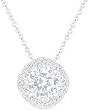 18k White Gold Plated Cubic Zirconia Cushion Shape Halo Pendant Necklace (1.90 carats) by Orrous & Co