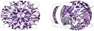 18k Gold Plated Round Cubic Zirconia Solitaire Stud Earrings (6.80 carats) - Lavender