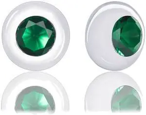 18k White Gold Plated Bezel Cubic Zirconia Solitaire Stud Earrings (5.00 carats) - Emerald