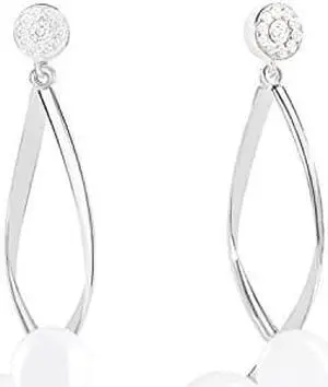 18k Gold Plated Round Simulated Shell Pearls with Cubic Zirconia Earrings by Orrous & Co. (18k White Gold Plated)