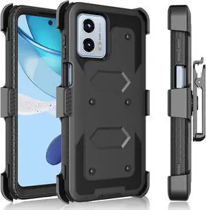 Tekcoo Holster Case For Motorola Moto G 5G | 2023 Only | XT2313 [Tshell] Shock Absorbing [Built-in Screen Protector] [Kickstand Locking Belt Clip] Carrying Swivel Defender Full Body Cover - Black
