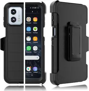 Tekcoo Case For Motorola Moto G 5G | 2023 Only | XT2313 with [Built-in Screen Protector] Secure Holster Locking Belt Clip [Military Grade 12FT Drop Tested] Full Body Carrying Kickstand Cover [Black]