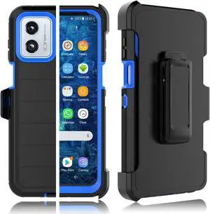 Tekcoo Case For Motorola Moto G 5G | 2023 Only | XT2313 with [Built-in Screen Protector] Secure Holster Locking Belt Clip [Military Grade 12FT Drop Tested] Full Body Carrying Kickstand Cover [Blue]