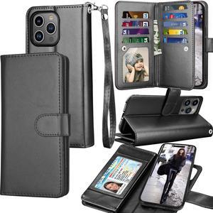 Tekcoo Wallet Case Compatible with iPhone 15 Pro Max (6.8 inch) 2023 Luxury ID Cash Credit Card Slots Holder Carrying Pouch Folio Flip PU Leather Cover [Detachable Magnetic Hard Case] Strap [Black]