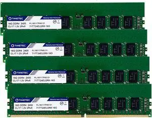 Timetec Hynix IC 64GB KIT (4x16GB) for Dell PowerEdge T30 Mini Tower Server DDR4 2400MHz PC4-19200 Unbuffered ECC 1.2V CL17 2Rx8 Dual Rank 288 Pin UDIMM Memory RAM Module Upgrade (64GB KIT (4x16GB))