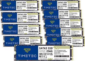 Timetec 256GBx10 (10 Pack) SSD 3D NAND TLC SATA III 6Gb/s M.2 2280 NGFF 128TBW Read Speed Up to 550MB/s SLC Cache Performance Boost Internal Solid State Drive for PC Computer Laptop and Desktop