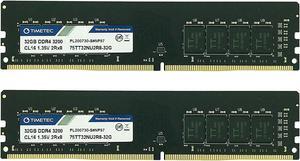 Timetec 64GB KIT(2x32GB) DDR4 3200MHz PC4-25600 CL22 1.35V Non-ECC Unbuffered Designed for Gaming and Graphic Compatible with AMD and Intel Desktop PC Computer Memory Module Upgrade (64GB KIT(2x32GB))