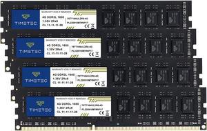 Timetec 16GB KIT(4x4GB) DDR3L / DDR3 1600MHz PC3L-12800 / PC3-12800 Non-ECC Unbuffered 1.35V / 1.5V CL11 2Rx8 Dual Rank 240 Pin UDIMM Desktop PC Computer Memory RAM Module Upgrade (16GB KIT(4x4GB))