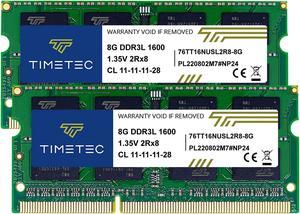 Timetec Hynix IC 16GB Kit(2x8GB) DDR3L 1600MHz PC3L-12800 Non ECC Unbuffered 1.35V CL11 2Rx8 Dual Rank SODIMM Laptop Memory Ram (16GB Kit(2x8GB))