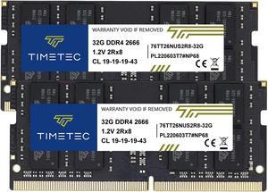 Timetec 64GB KIT(2x32GB) DDR4 2666MHz PC4-21300 Non-ECC Unbuffered 1.2V CL19 260 Pin SODIMM Laptop Notebook PC Computer Memory RAM Module Upgrade (64GB KIT(2x32GB))