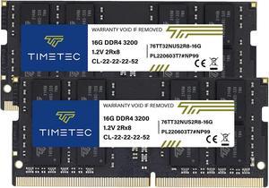 Timetec 32GB KIT(2x16GB) DDR4 3200MHz PC4-25600 Non-ECC Unbuffered 1.2V CL22 2Rx8 Dual Rank 260 Pin SODIMM Compatible with AMD and Intel Gaming Laptop Notebook PC Computer Memory RAM Module Upgrade
