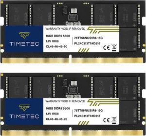 Timetec 32GB KIT(2x16GB) DDR5 5600MHz PC5-44800 Unbuffered Non-ECC 1.1V CL40 1Rx8 Single Rank 262 Pin SODIMM Laptop Memory RAM Module Upgrade